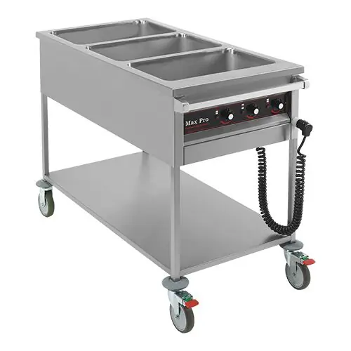 Nieuw Bain Marie-kar - roestvrij staal - 3xGN1/1-200mm