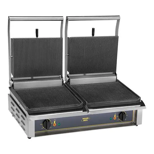 Veilige Betaling contactgrill - dubbel - gegroefd/gegroefd - 3000W - 25(h)x39x85cm