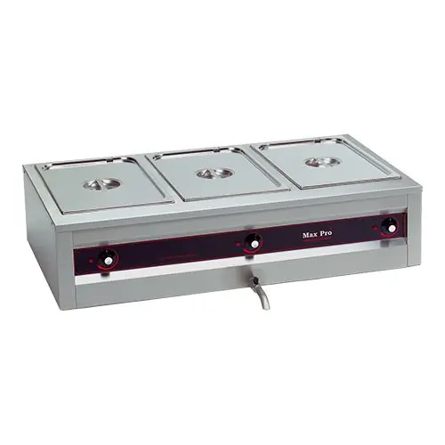 Bain Marie Extra Diep - 20cm Bakken - 3x1/1GN - Aftapkranen - 105x61x(H)30cm Rechtstreeks Van De Fabrikant