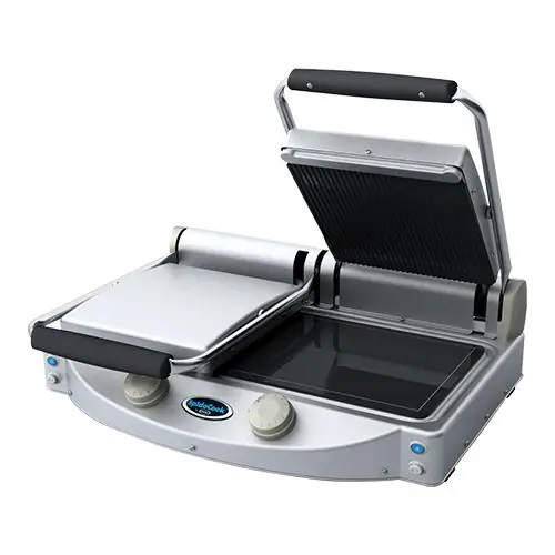 Keramische Contactgrill - Boven gegroefd - grill oppervlak 2 x 25x25cm Hoge Kwaliteit