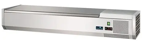 Opzetkoelvitrine - 4x 1/3 GN of 8x 1/6 GN - RVS deksel - 120x40x(H)24 cm Finale Uitverkoop