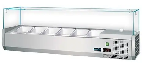 Superprijs Opzetkoelvitrine met Glas Top 6x 1/3 GN of 12x 1/6 GN - 140x40x(H)44 cm