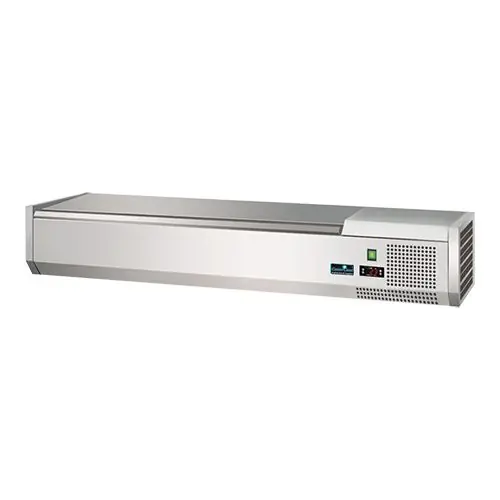 Opzetkoelvitrine - 5x 1/4 GN - RVS deksel - 120x34x(H)24 cm Voordeelprijs