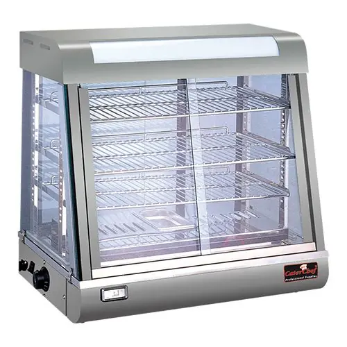 Goedkoop Warmhoudvitrine RVS - 4 Roosters - Beide Zijde Schuifruiten - LED Verlichting - 690x440x(h)660mm