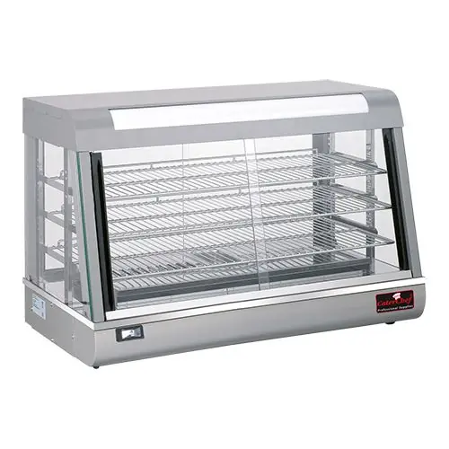 Voedselverwarmende vitrinekast - Zilver - 82x32/34/36cm Speciale Aanbieding