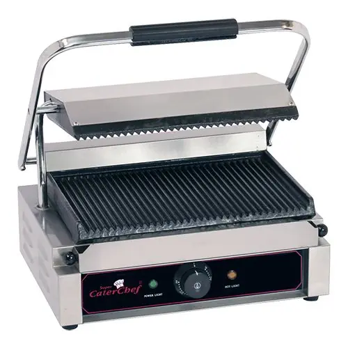 Contactgrill Solo Grande Gegroefd - 410x400x(h)210 - 2200W Fabrieksprijs