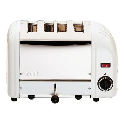 Broodrooster - Roestvrij staal/gegoten aluminium - Wit - 4 slots - 230V Op = Op