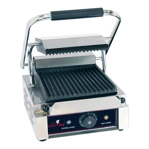 Contactgrill - RVS - gegoten platen - enkel - gegroefd/gegroefd Goedkoop