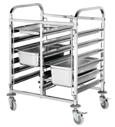 Plankenwagen - Roestvrij staal - 4 zwenkwielen - 12xGN1/1 Weekendaanbieding