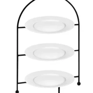 Présentoir Petit-Fours | Assiettes Porcelaine Inclus | 26(h)cm Populair