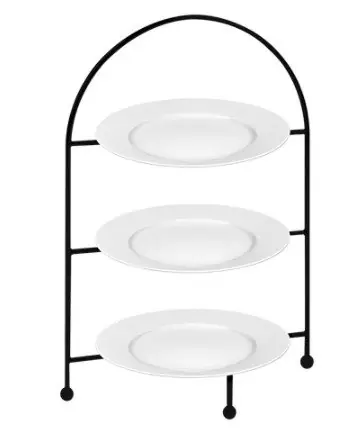 Présentoir Petit-Fours | Assiettes Porcelaine Inclus | 26(h)cm Populair