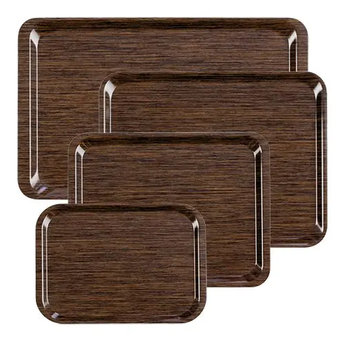 Dienblad FASTFOOD - Melamine Laminaat - Anti-Slip + Sigaretbestendig - Hout Motief - 470x360mm Gecertificeerd