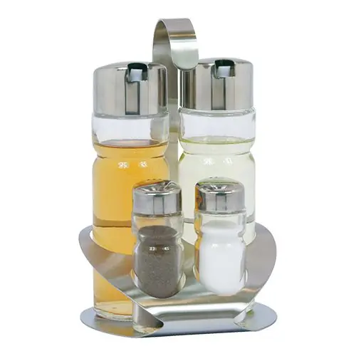 Weekendaanbieding Menage | Edelstahl/Glas | 4-Teilig | Pfeffer/Salz/Öl/Essig
