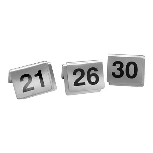 Tischnummern Set | Edelstahl | Doppelseitig bedruckt | 21-30 Snelle Levering