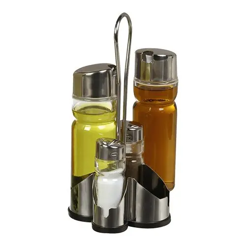 Hete Deal Menage - RVS/glas - 4-delig - Peper/zout/olie/azijn