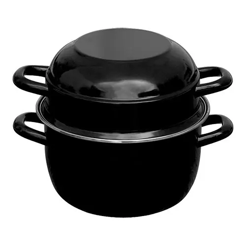 Merkproduct Muscheltopf | Schwarz | Emailliert mit Edelstahlrinne | Ø12cm