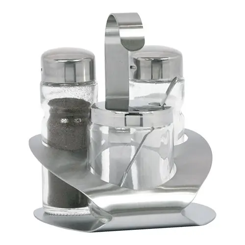 Menage - RVS/glas - 3-delig - Peper/zout/mosterd Beste Prijs