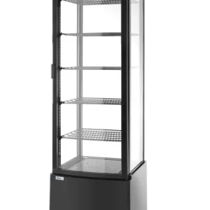 Koelvitrine Zwart - 5 Schappen - Dubbel Glas - Gebogen Deur - 556x526x(H)1913mm Weekendaanbieding