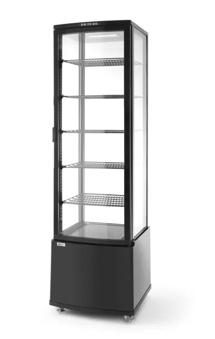 Koelvitrine Zwart - 5 Schappen - Dubbel Glas - Gebogen Deur - 556x526x(H)1913mm Weekendaanbieding