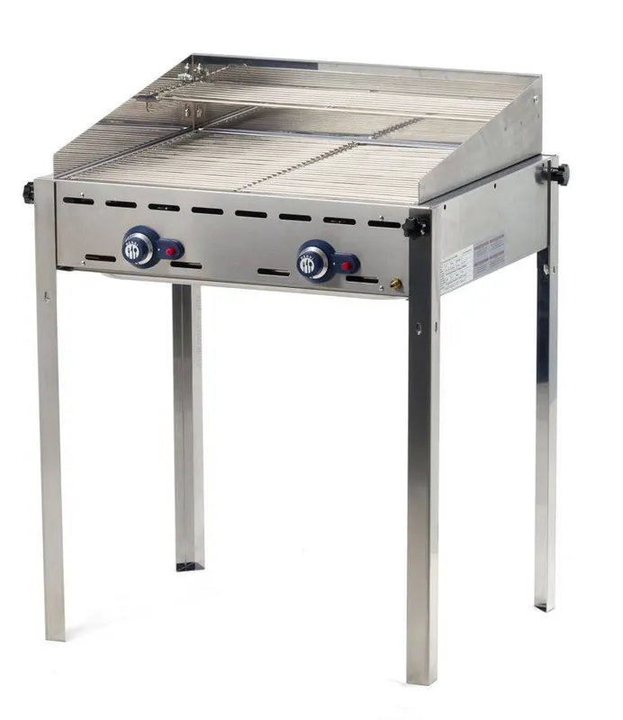 Gasbarbecue Green Fire - 2 Branders met Windkap - 2 RVS Grillroosters 1/1 GN - 740x612x(h)825 mm Nieuw