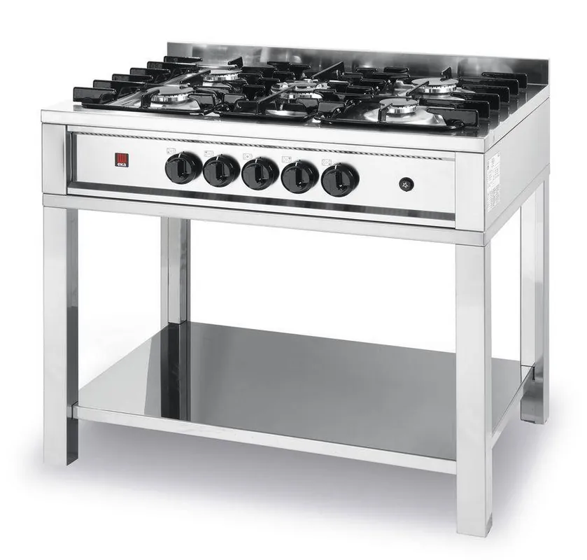 Aanbieding Gaskooktafel - 5 Pits - Open Onderstel - 14.3 kW - Aardgas - 900x600x850mm