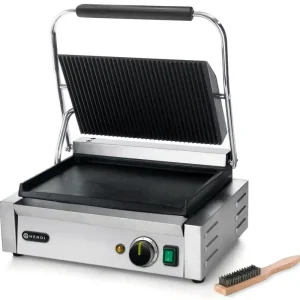 Hendi contactgrill “Panini” - Half geribbeld en half glad - 0°C tot 300°C Seizoensaanbieding