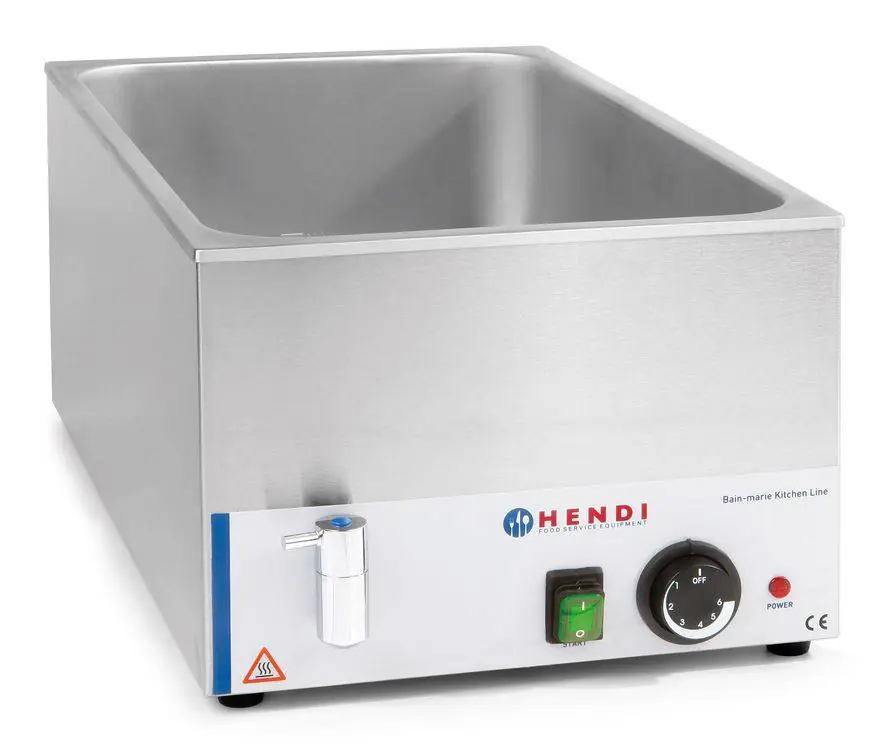 Bain Marie GN 1/1 - 150 mm diep - KitchenLine - Met Wateraftapkraan - 1200W - 340x540x(H)250mm Express Levering