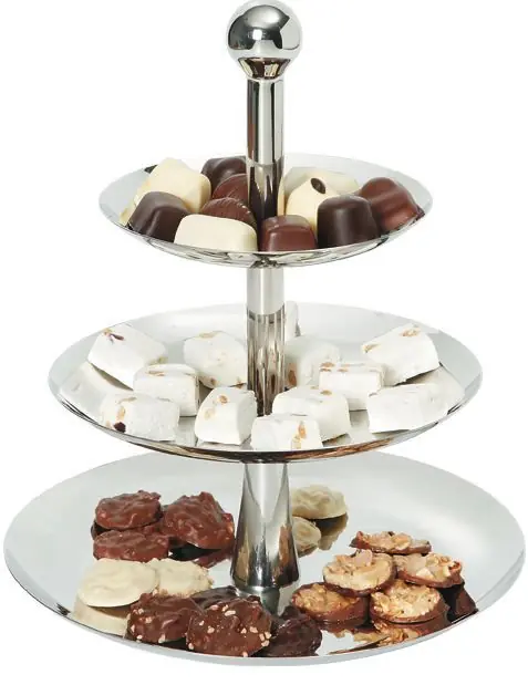 Etagere met 3 Plateaus - RVS - Ø268-220-166x(H)320mm Hoge Kwaliteit