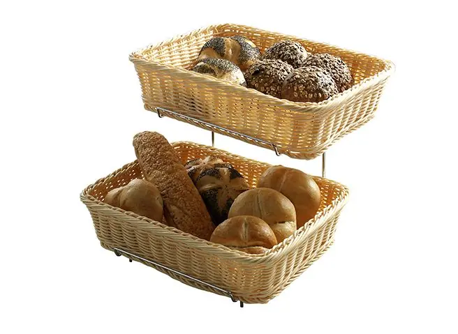 Nu Kopen Broodmand rechthoekig - Verstevigd PP Rotan - GN 1/2 - Set 2 - 360x280x(H)90mm