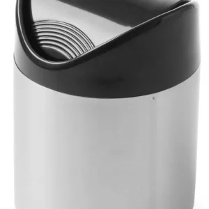 Hete Deal Tafelafvalbakje RVS 120x165mm - Zwart - Kunststof Tuimeldeksel - Ø120x(H)165mm