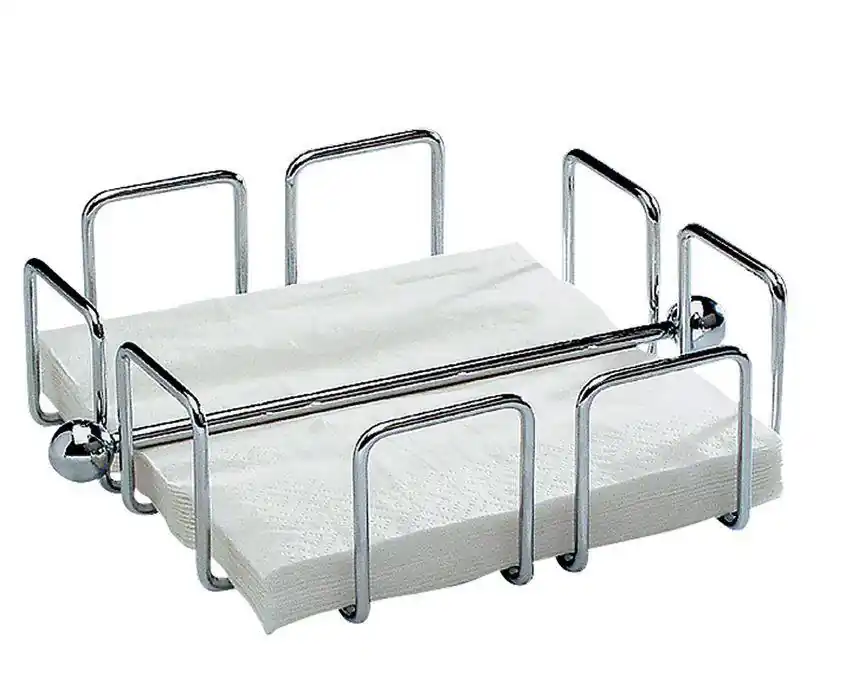 Servettenstandaard draadijzer - 190x190x65 mm verchroomd Gratis Retour