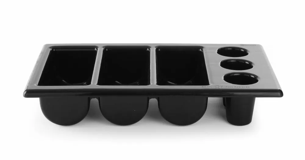 Bestekbak - 6 Vaks - Zwart - GN 1/1 - 105 mm Hete Deal