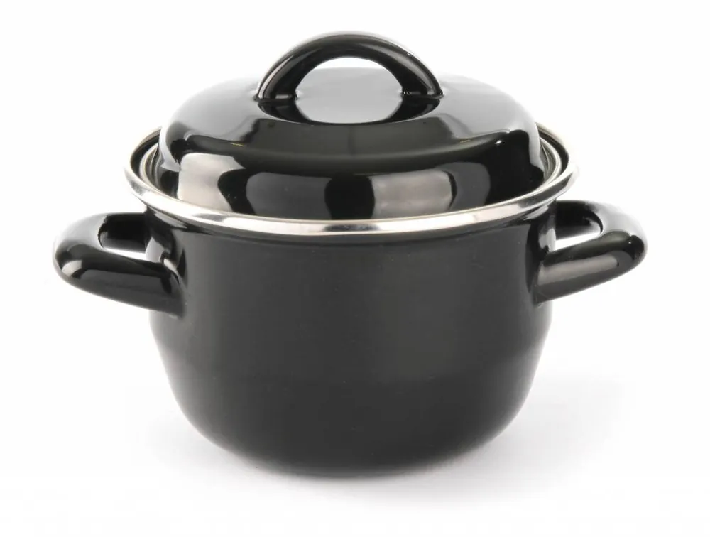 Soep- sauspannetje zwart Ø135x(H)110 mm - Geëmailleerd 0,6 Liter Direct Beschikbaar