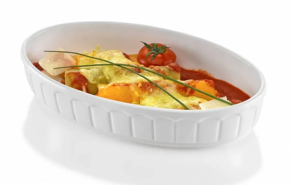 Ovenschaal - Ovaal - Rustika - 245x145x55(H) mm - Wit - Porselein Betrouwbaar