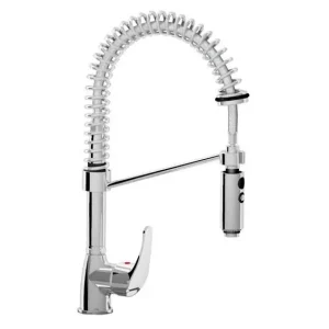 Handdouche MINI - verchroomd - Flexibele aansluitingen - Koude/Warme Kraan - (H)490 mm Laatste Versie