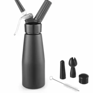 Slagroomapparaat 0.5 Liter - Zwart Aluminium - Kitchen Line - ø80x(H)260mm Gratis Retour
