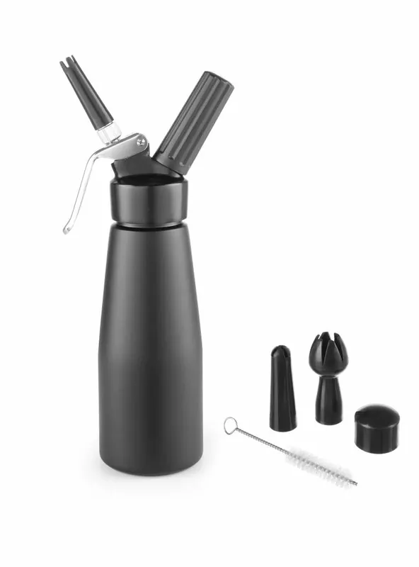 Slagroomapparaat 0.5 Liter - Zwart Aluminium - Kitchen Line - ø80x(H)260mm Gratis Retour