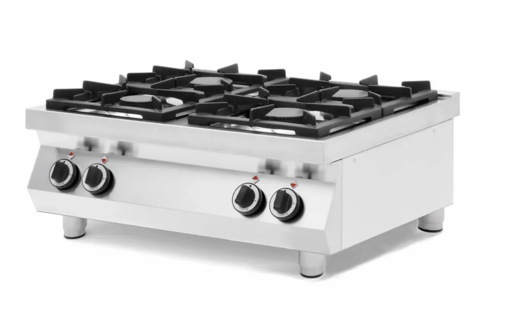 Gasfornuis Kitchen Line - 4 Pits - 2 x 3,5 kW + 2x 6 kW - Tafelmodel - 800x700x(H)310mm Direct Verzonden