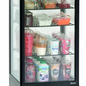 Nu Kopen Mini Koelvitrine Zwart - 98 Liter - 0,18 kW - 435x385x(H)1105mm