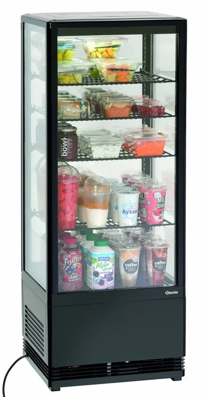 Nu Kopen Mini Koelvitrine Zwart - 98 Liter - 0,18 kW - 435x385x(H)1105mm