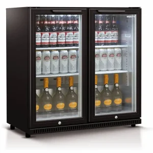 Barkoelkast Dubbeldeurs Zwart - 186 Liter - LED Verlichting - 865x520x865(h)mm Superprijs