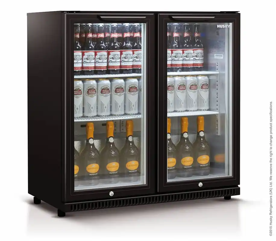 Barkoelkast Dubbeldeurs Zwart - 186 Liter - LED Verlichting - 865x520x865(h)mm Superprijs