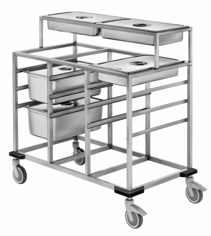 Premium Uitschepwagen 3 x 1/1 GN + Afneembare Opzet 2 x 1/1 GN - Mobile Containing - 590x730x910(h)mm