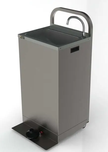 Mobiele Wasbak RVS - met Voetbediening - Inclusief 2 Jerrycans 13 liter Hoge Kwaliteit