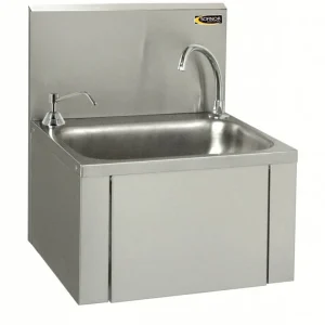 Weekendaanbieding RVS Wasbak - Kniebediening - + Zeep dispenser chroom - Laag Waterverbruik - 460x380x(H)524mm