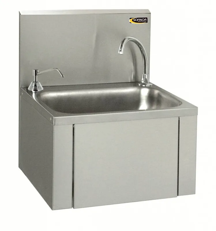 Weekendaanbieding RVS Wasbak - Kniebediening - + Zeep dispenser chroom - Laag Waterverbruik - 460x380x(H)524mm