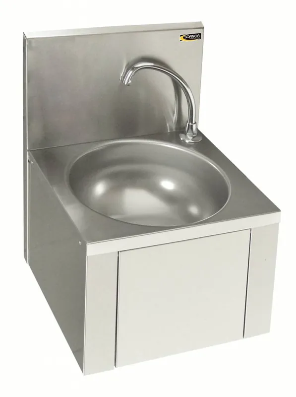 Gereduceerde Prijs RVS Wasbak - Kniebediening - met Voormengkraan - Laag Waterverbruik - 384x353x(H)524mm