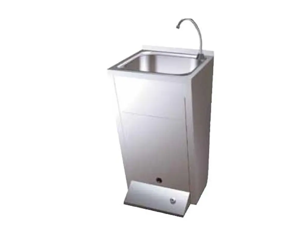 Finale Uitverkoop RVS Wasbak - Voetbediening - Premix Warm/Koud - 450x450x(H)900mm