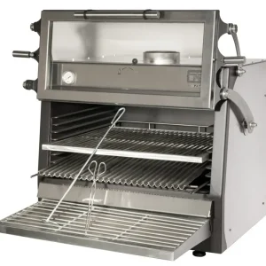 RVS Houtskool Oven BBQ - GN1/1+GN2/4 - 75kg/h - Hef Deur - 900x722/953x(H)690/840mm Direct Beschikbaar