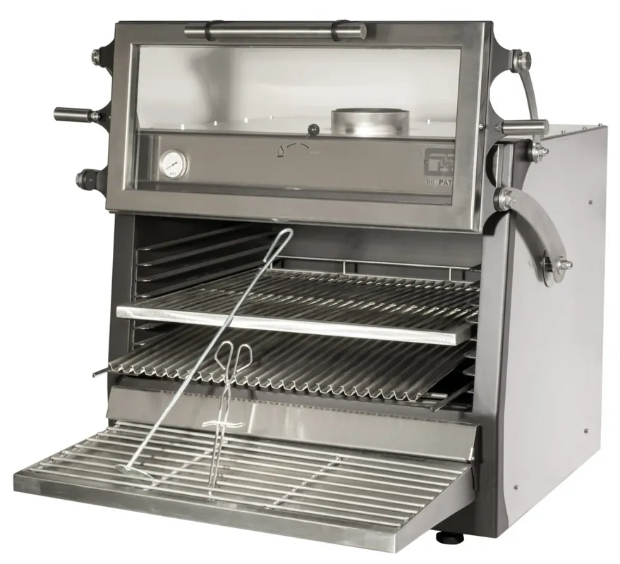 RVS Houtskool Oven BBQ - GN1/1+GN2/4 - 75kg/h - Hef Deur - 900x722/953x(H)690/840mm Direct Beschikbaar